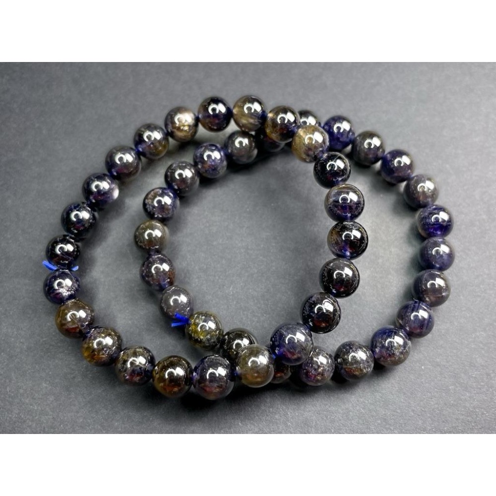 【羊角樹工作室】深色菫青石手串7.5mm-細節圖5