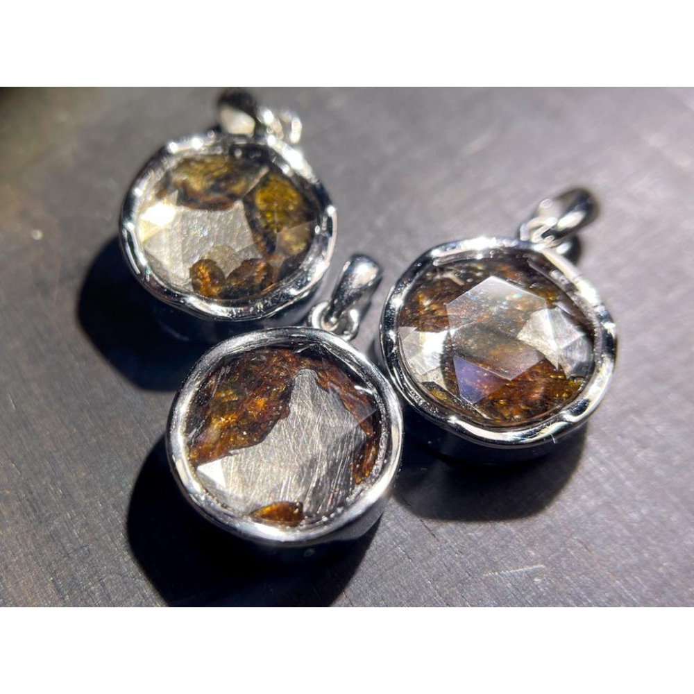 【羊角樹工作室】橄欖隕鐵大衛星吊墜 可雙面戴 12mm-細節圖4