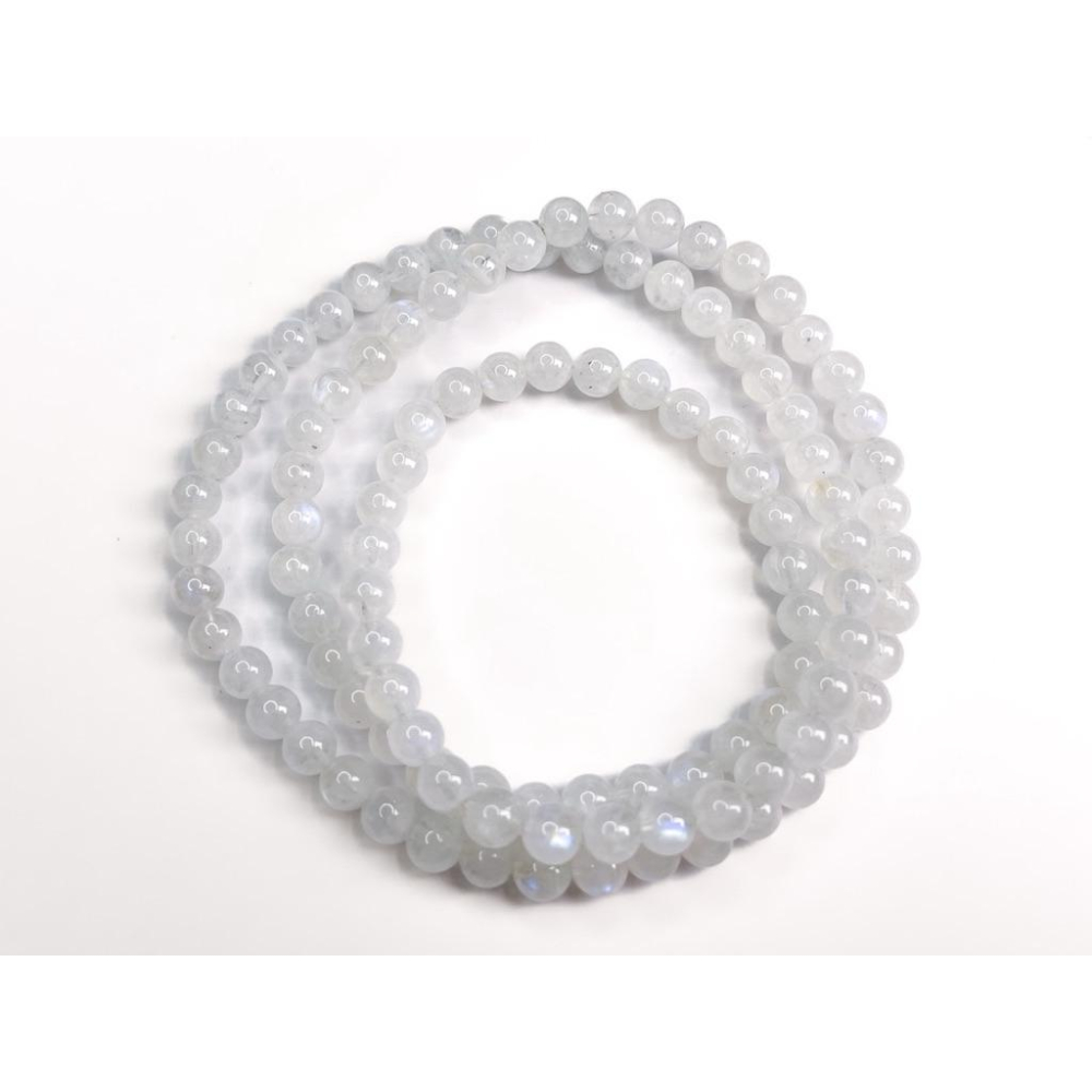 【羊角樹工作室】奶油白月光石三圈手串5mm-細節圖4
