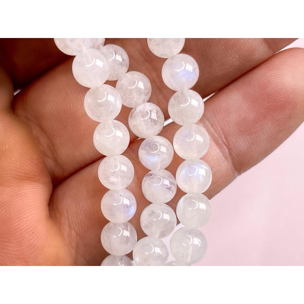 【羊角樹工作室】奶油白月光石三圈手串5mm-細節圖6