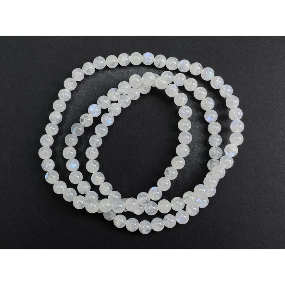 【羊角樹工作室】奶油白月光石三圈手串5mm-細節圖7