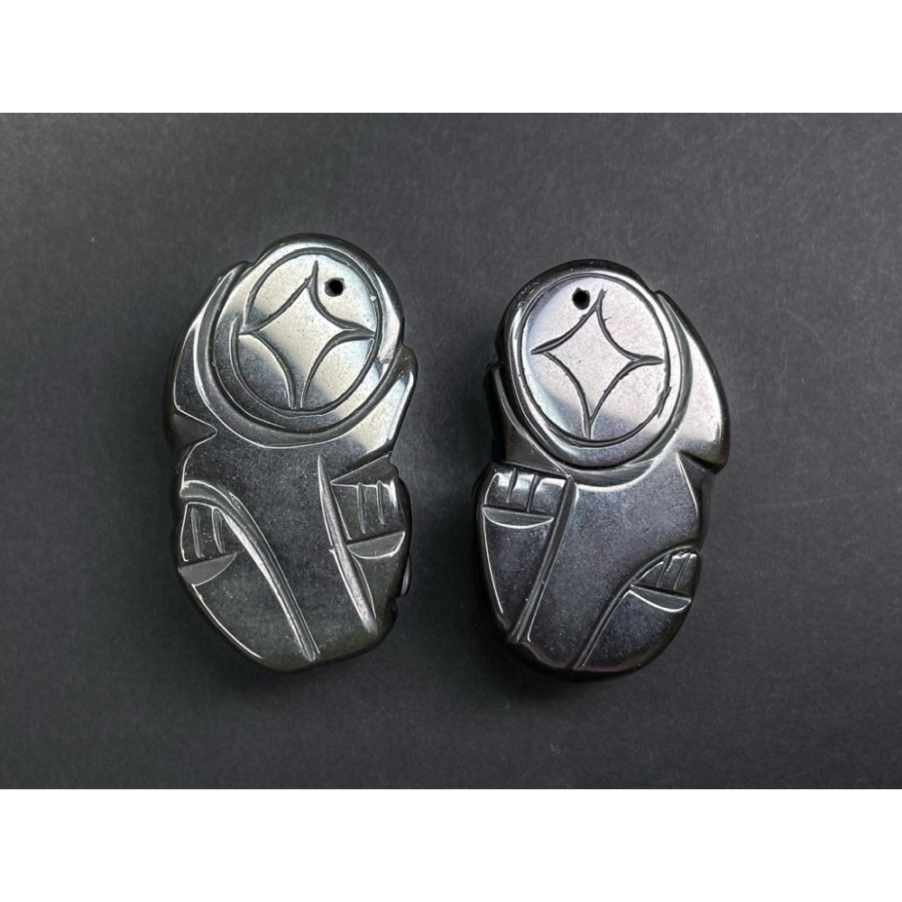 【羊角樹工作室】一點點彩光的黑曜貔貅一對-細節圖5