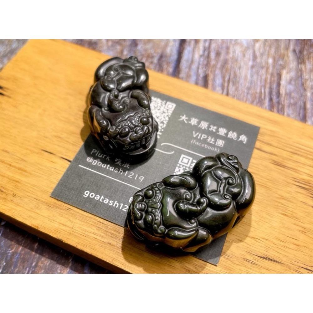 【羊角樹工作室】一點點彩光的黑曜貔貅一對-細節圖8