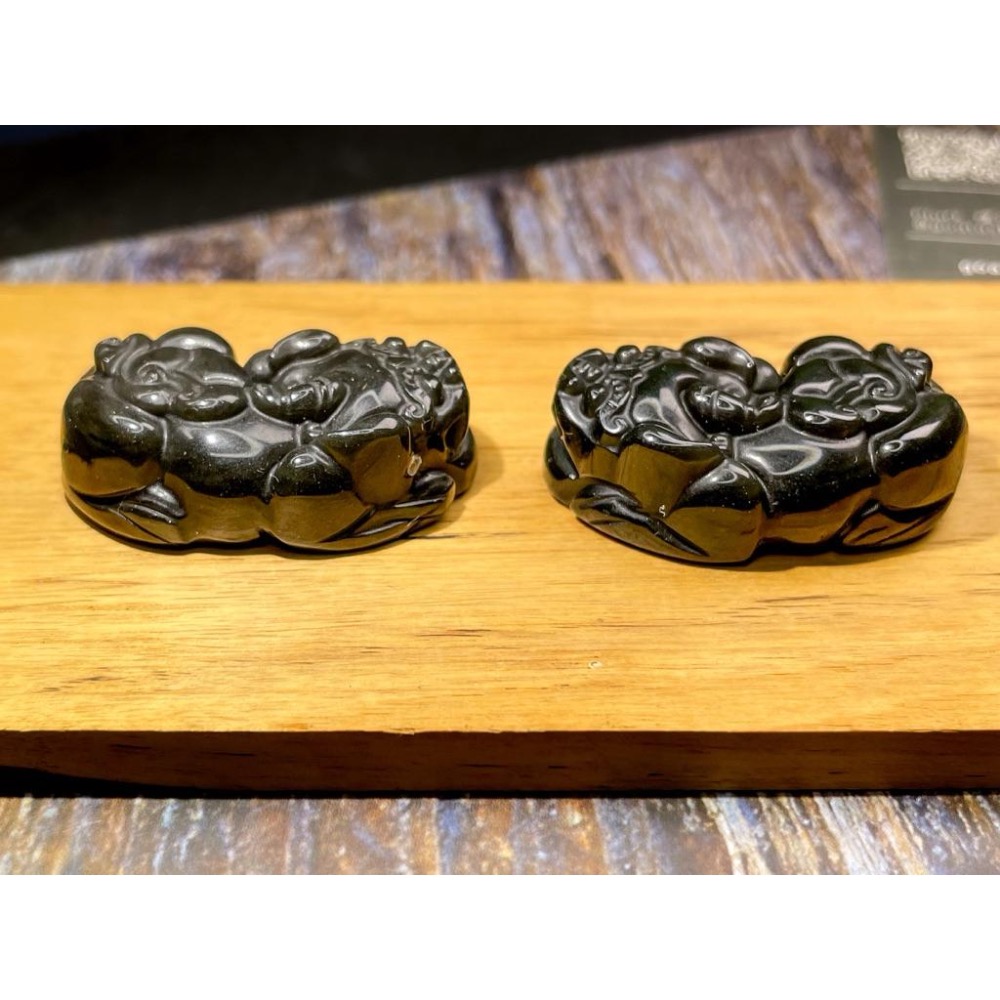 【羊角樹工作室】一點點彩光的黑曜貔貅一對-細節圖9