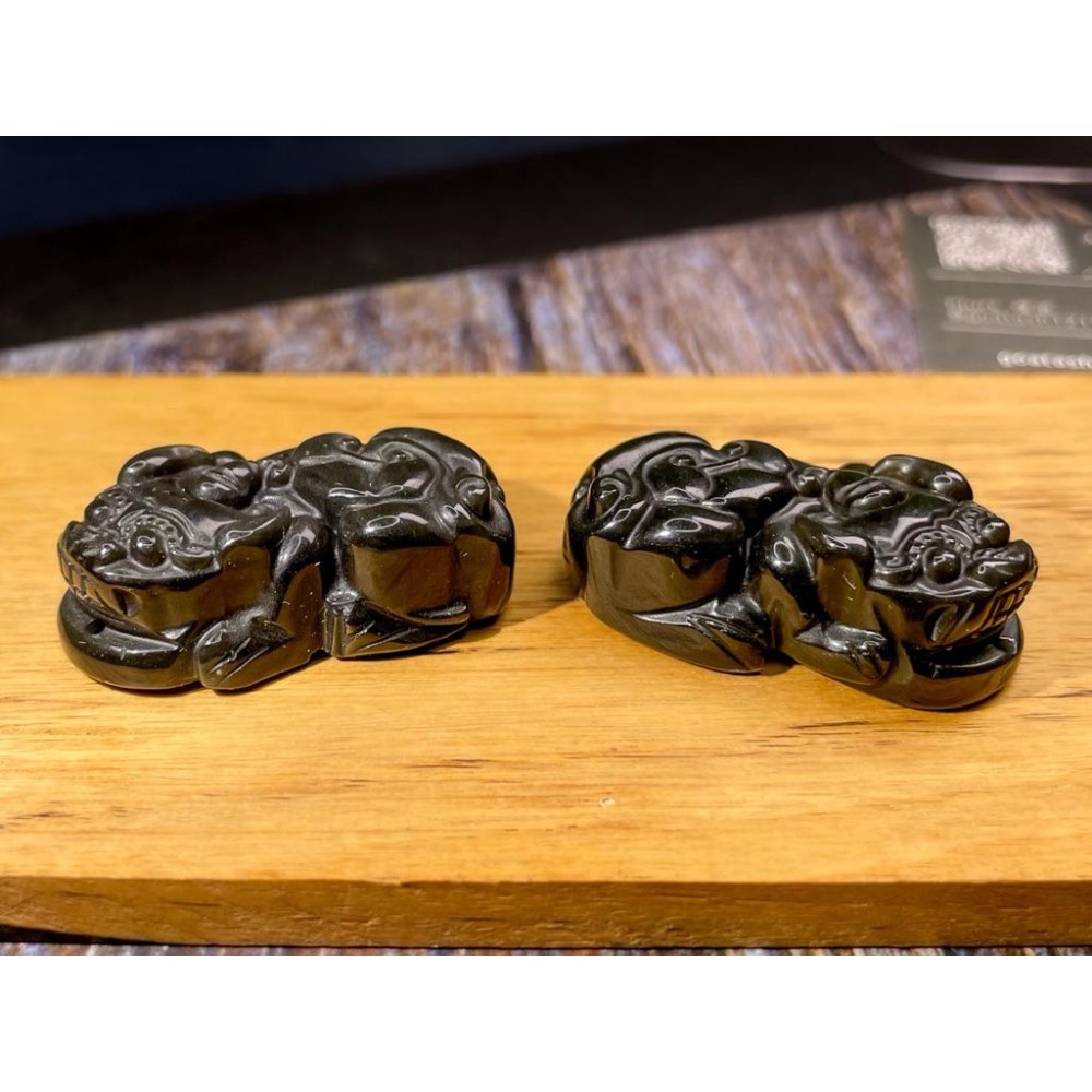 【羊角樹工作室】一點點彩光的黑曜貔貅一對-細節圖10