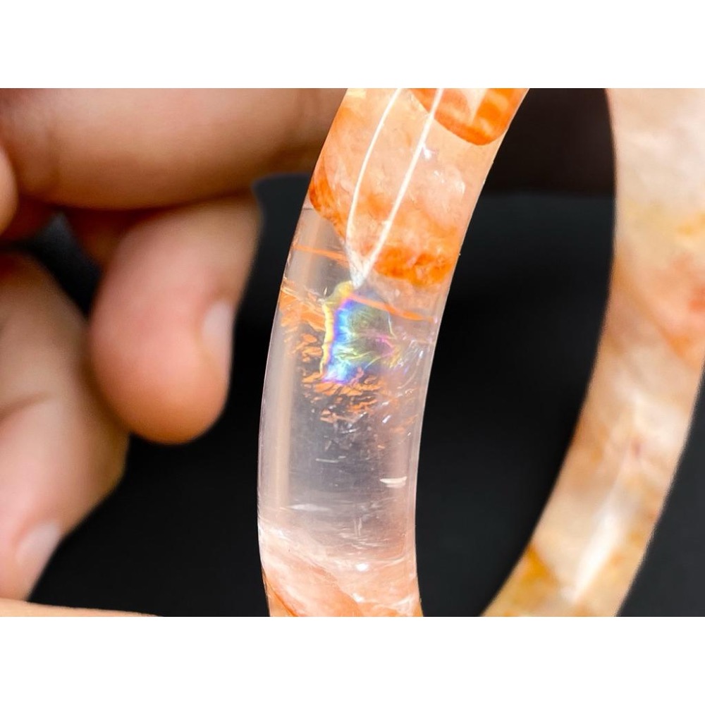 【羊角樹工作室】小圈口紅膠花水晶鐲 內徑49mm-細節圖2