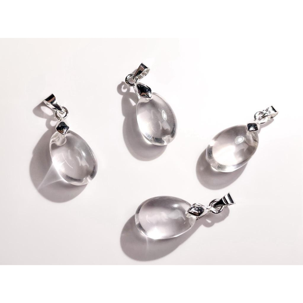 【羊角樹工作室】極致淨透白水晶水滴墜 約15mm-細節圖3