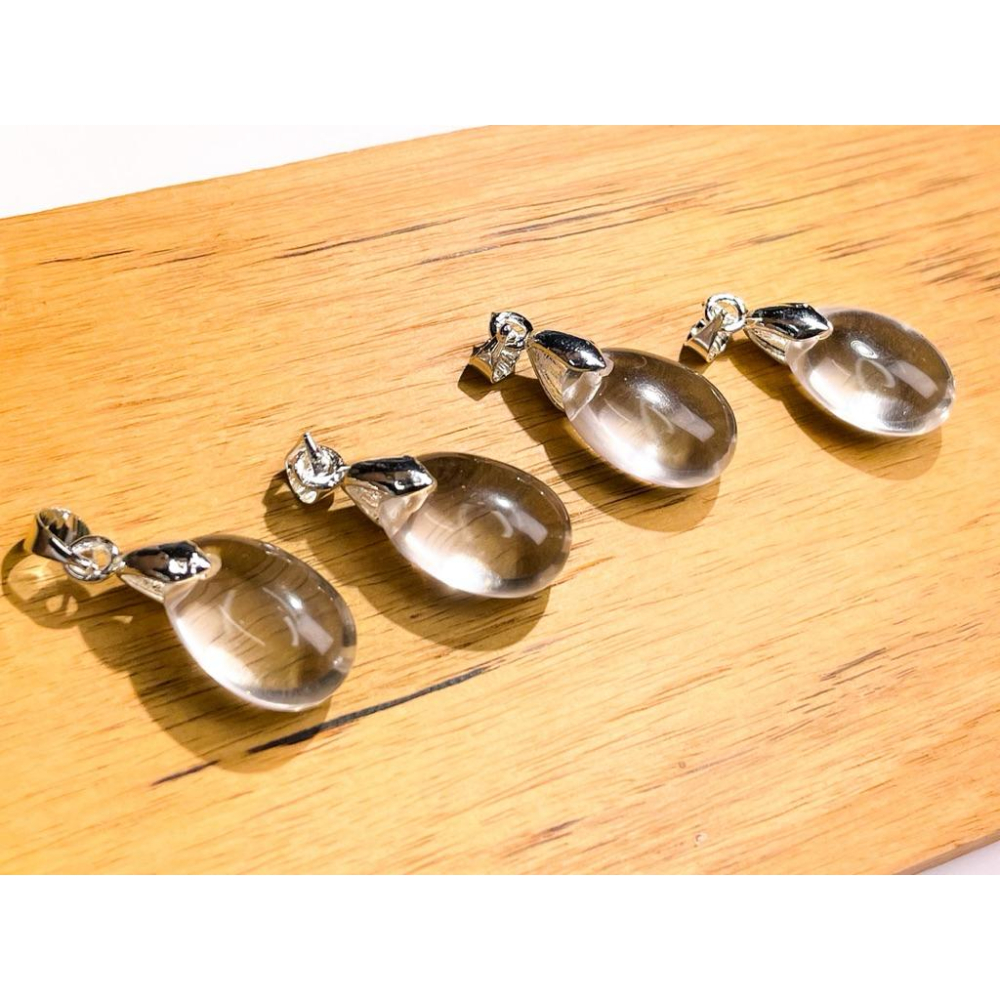 【羊角樹工作室】極致淨透白水晶水滴墜 約15mm-細節圖7