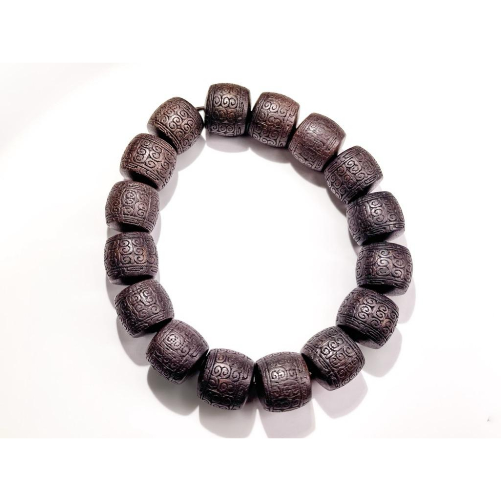 【羊角樹工作室】降真香迴紋桶珠手串-細節圖3