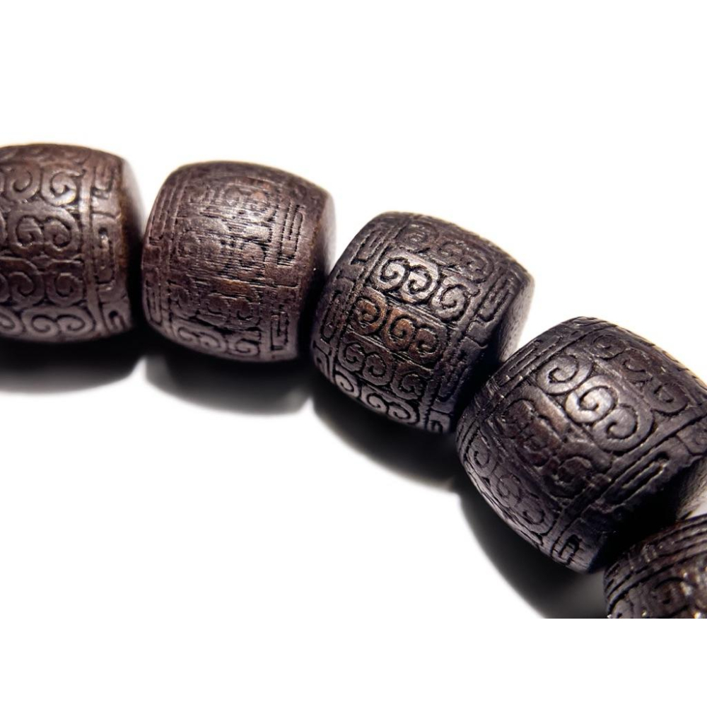 【羊角樹工作室】降真香迴紋桶珠手串-細節圖4