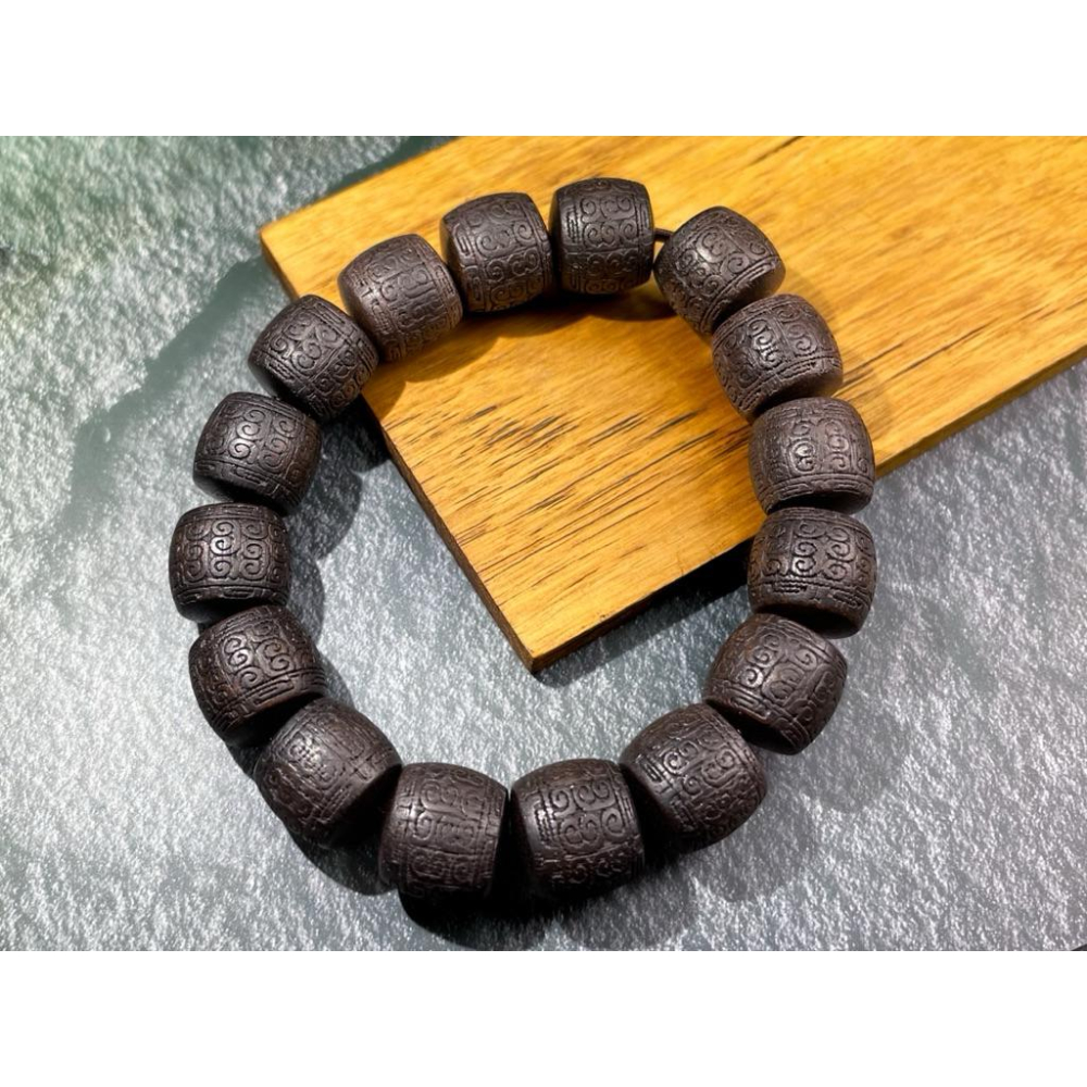 【羊角樹工作室】降真香迴紋桶珠手串-細節圖6