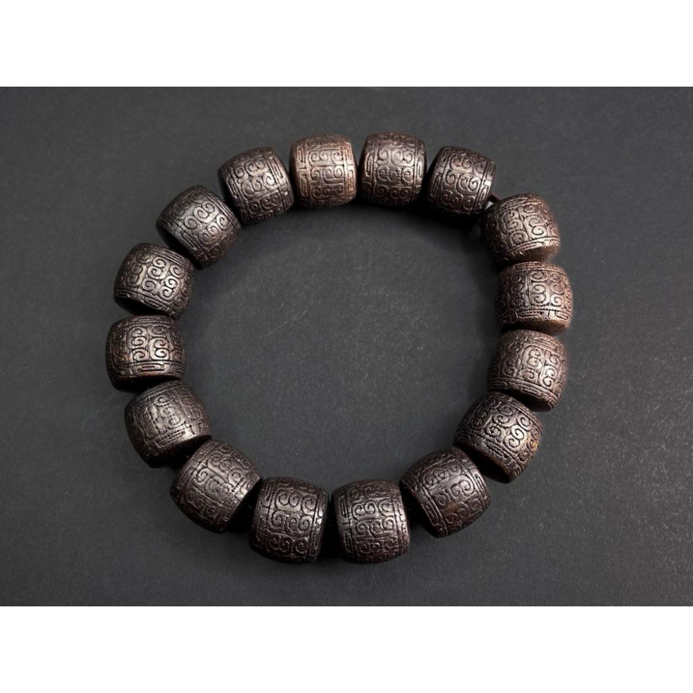 【羊角樹工作室】降真香迴紋桶珠手串-細節圖7