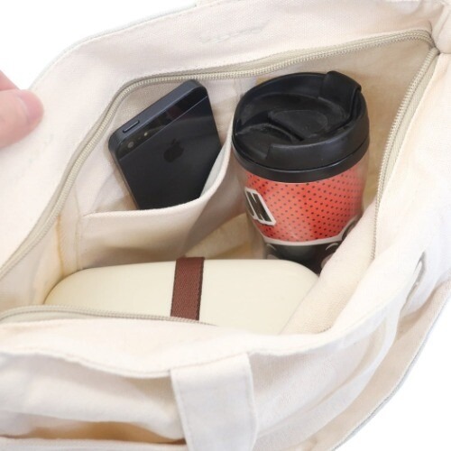 【日本便利店】帆布手提托特包 小橘貓粉底 曼赤肯 鑰匙包 便當袋-細節圖2