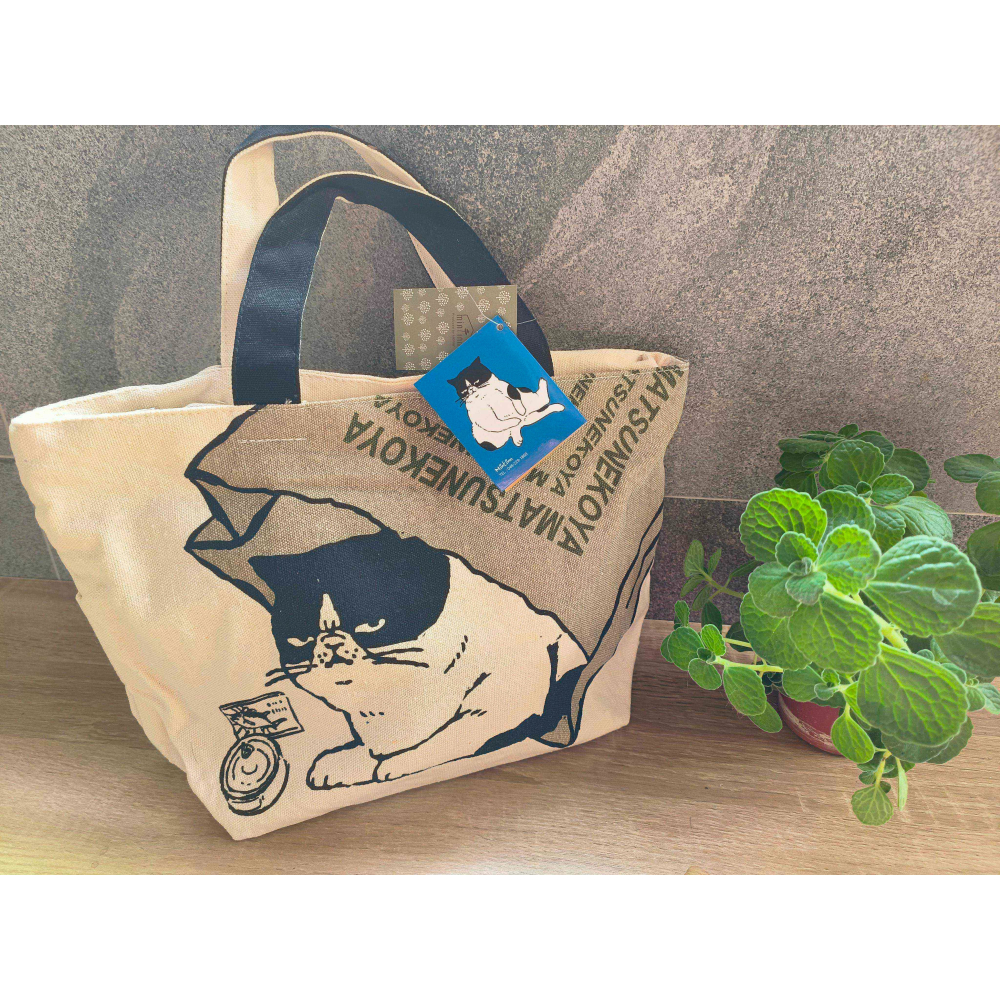 【日本便利店】帆布手提托特包 日本短尾貓 黑白貓咪 便當袋 鑰匙包 輕便好攜帶 代購-細節圖3