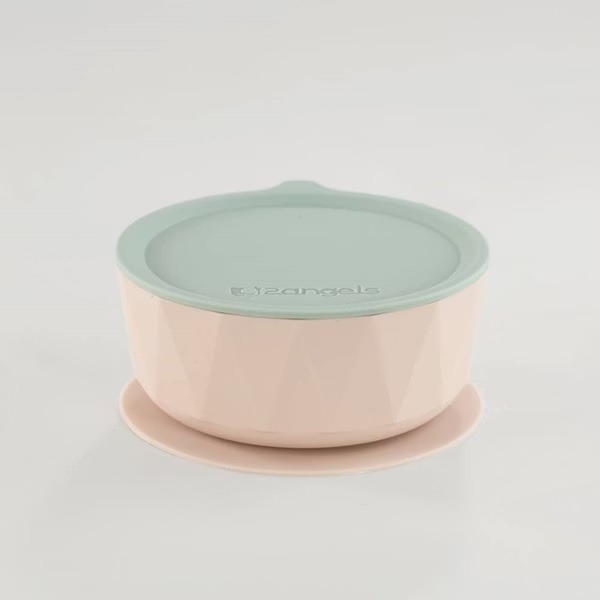 【2angels】矽膠鑽石吸盤學習餐碗 - 薰衣草拿鐵 / 夏葉拿鐵-規格圖2