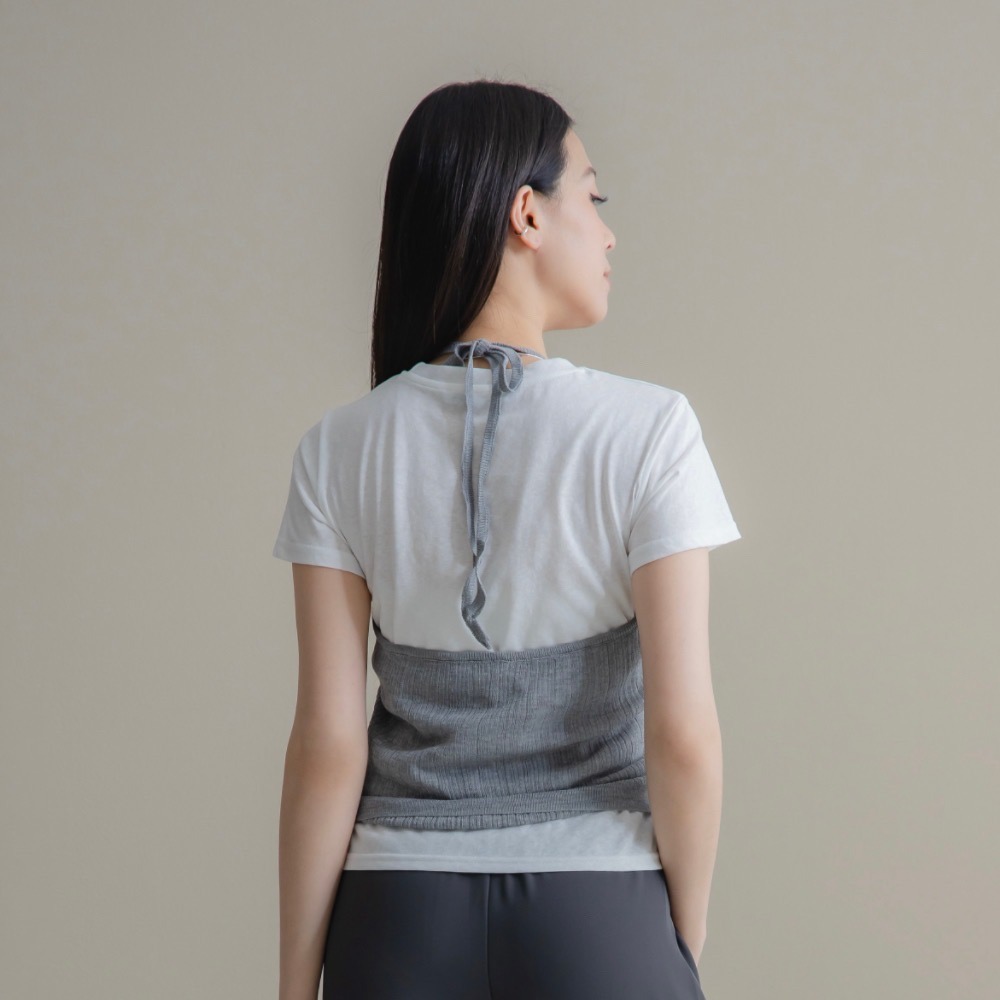 【CT MOON】兩件式跳色繞頸綁帶背心上衣-細節圖3