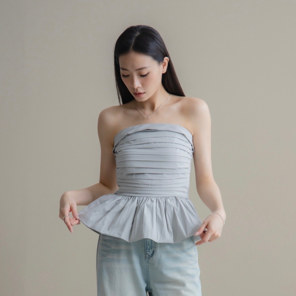 【CT MOON】輕奢感皺褶平口上衣-規格圖9