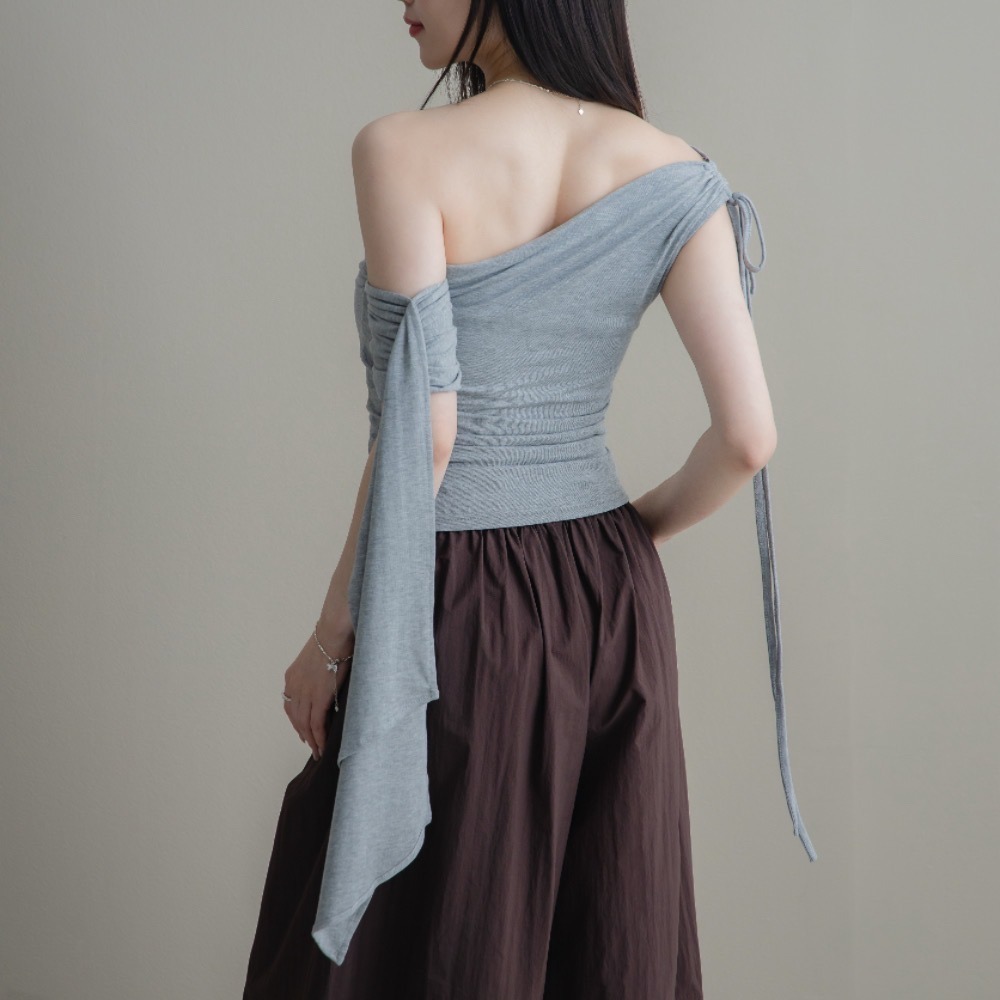 【CT MOON】造型滿分斜肩上衣-細節圖4