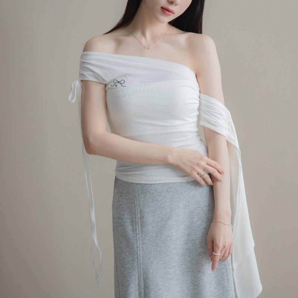 【CT MOON】造型滿分斜肩上衣-細節圖10