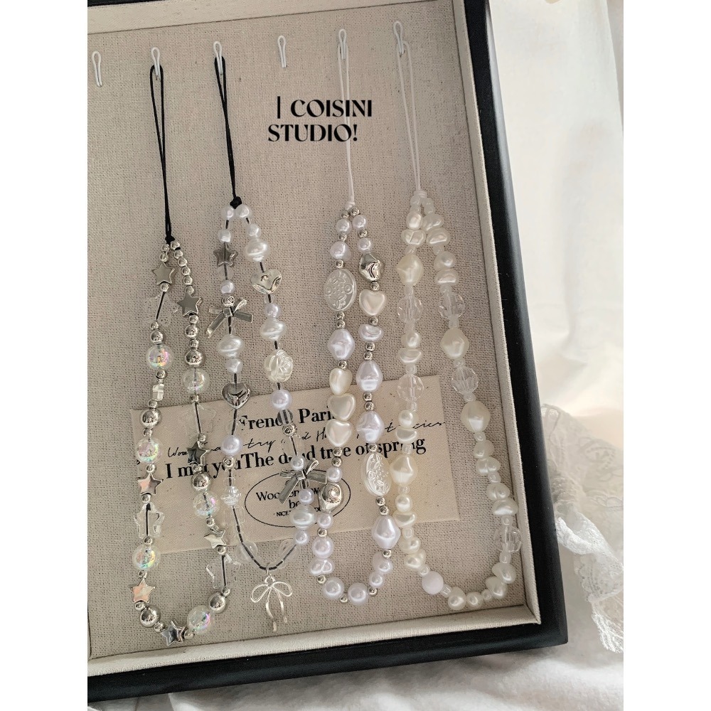COISINI ｜「現貨」ins白蝶絲語🤍手機掛繩 CCD掛鏈 純白 多款 串珠掛繩 氣質 蝴蝶結掛件吊墜-細節圖2