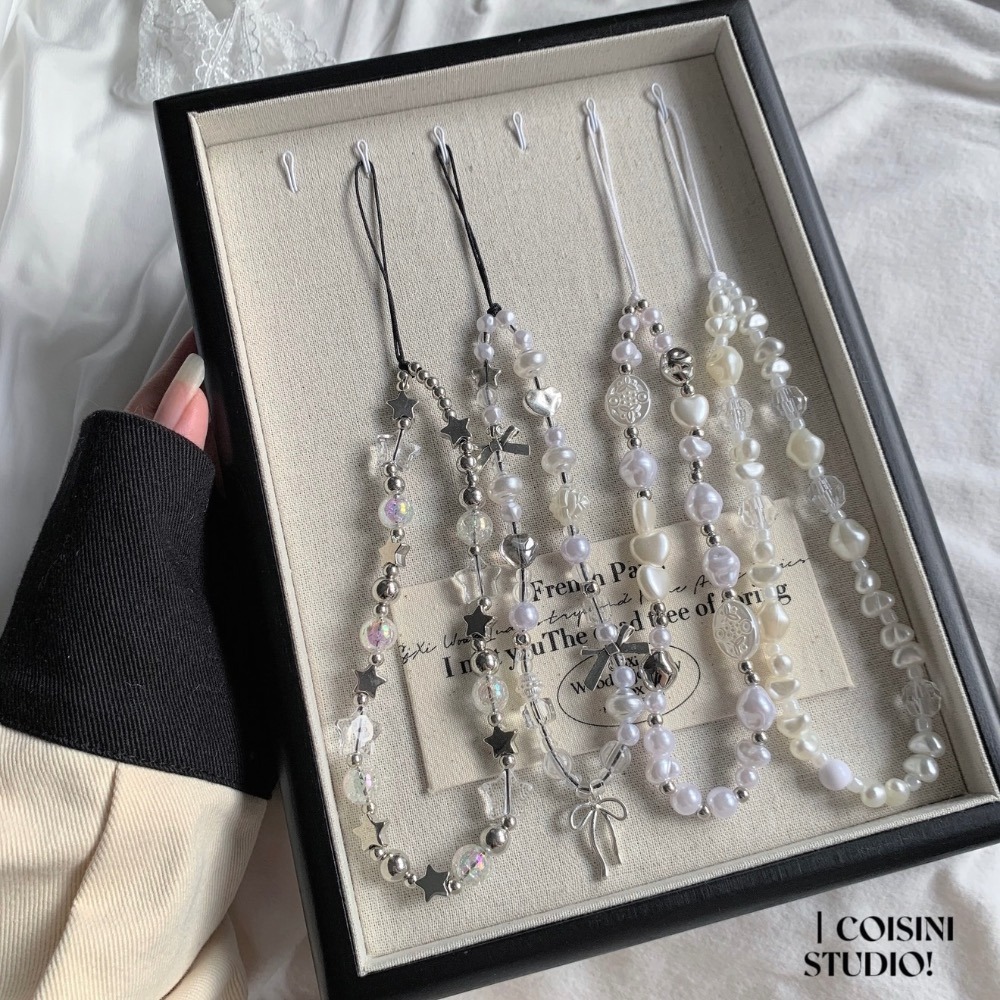 COISINI ｜「現貨」ins白蝶絲語🤍手機掛繩 CCD掛鏈 純白 多款 串珠掛繩 氣質 蝴蝶結掛件吊墜-細節圖3