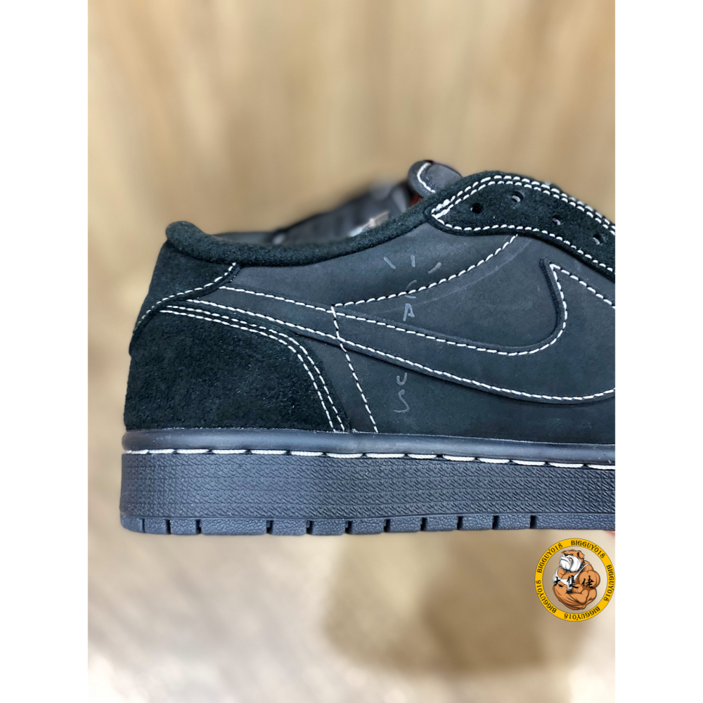 【大隻佬】AIR JORDAN 1 LOW x Travis Scott 黑魂 麂皮 倒勾 聯名 DM7866-001-細節圖6