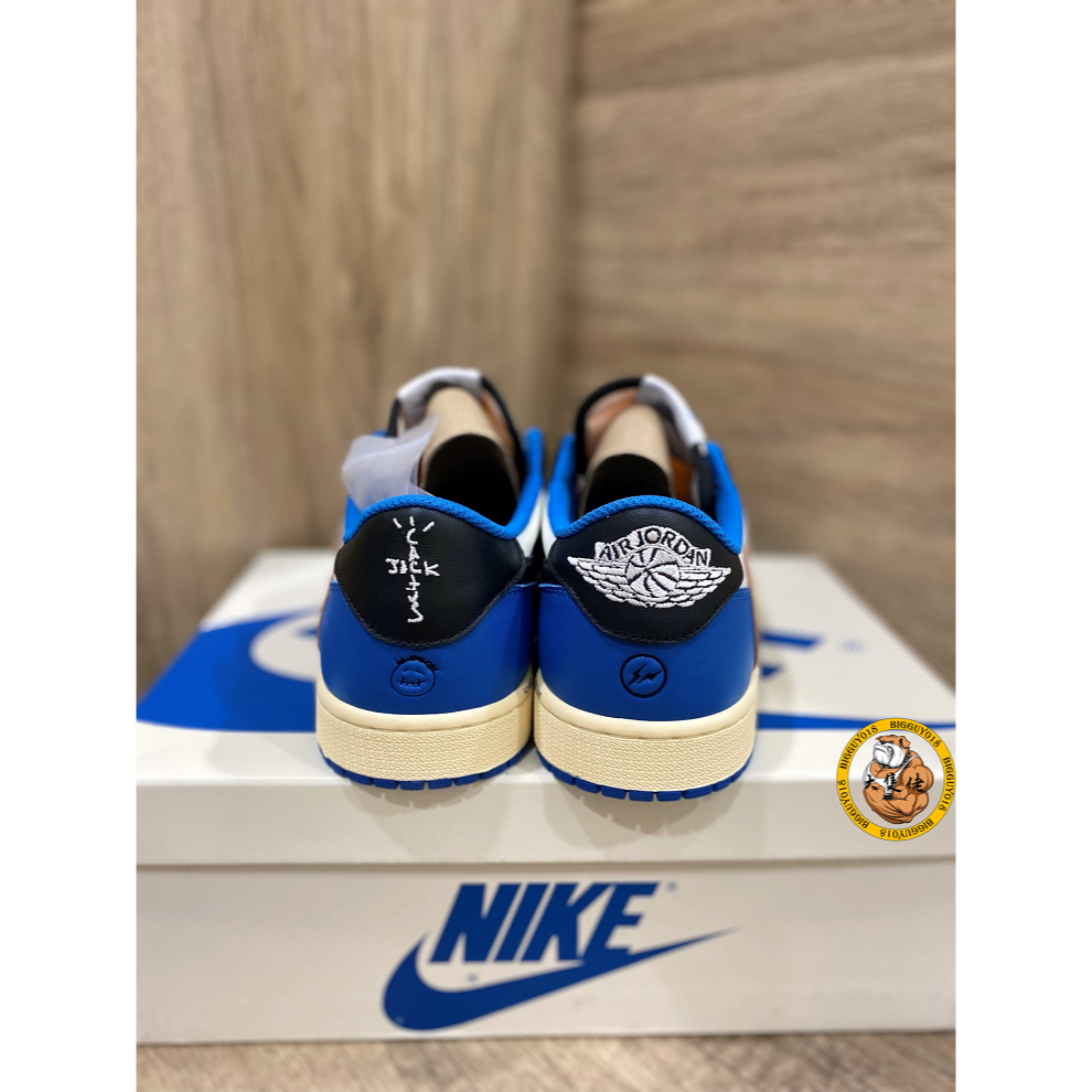 【大隻佬】Jordan 1 x Travis Scott x Frangment 白藍 倒勾 dm7866-140-細節圖4