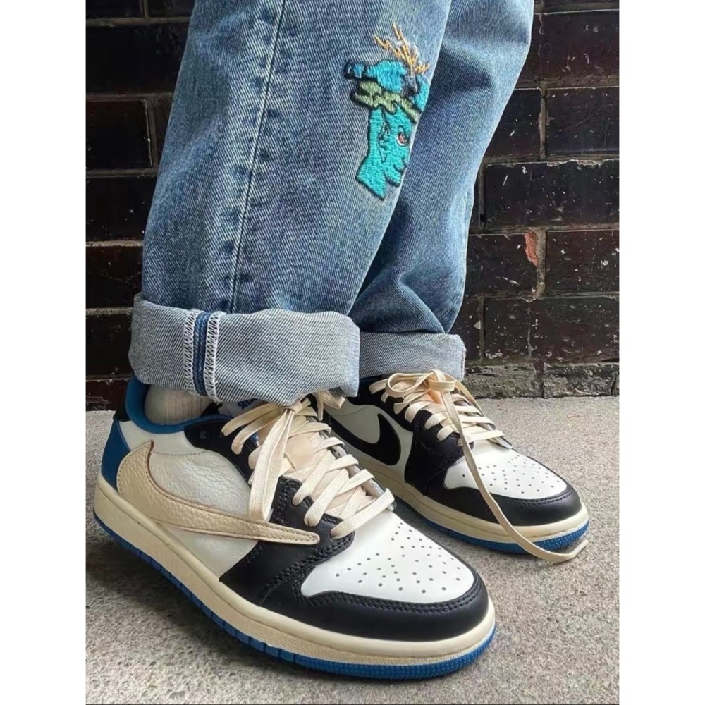 【大隻佬】Jordan 1 x Travis Scott x Frangment 白藍 倒勾 dm7866-140-細節圖8