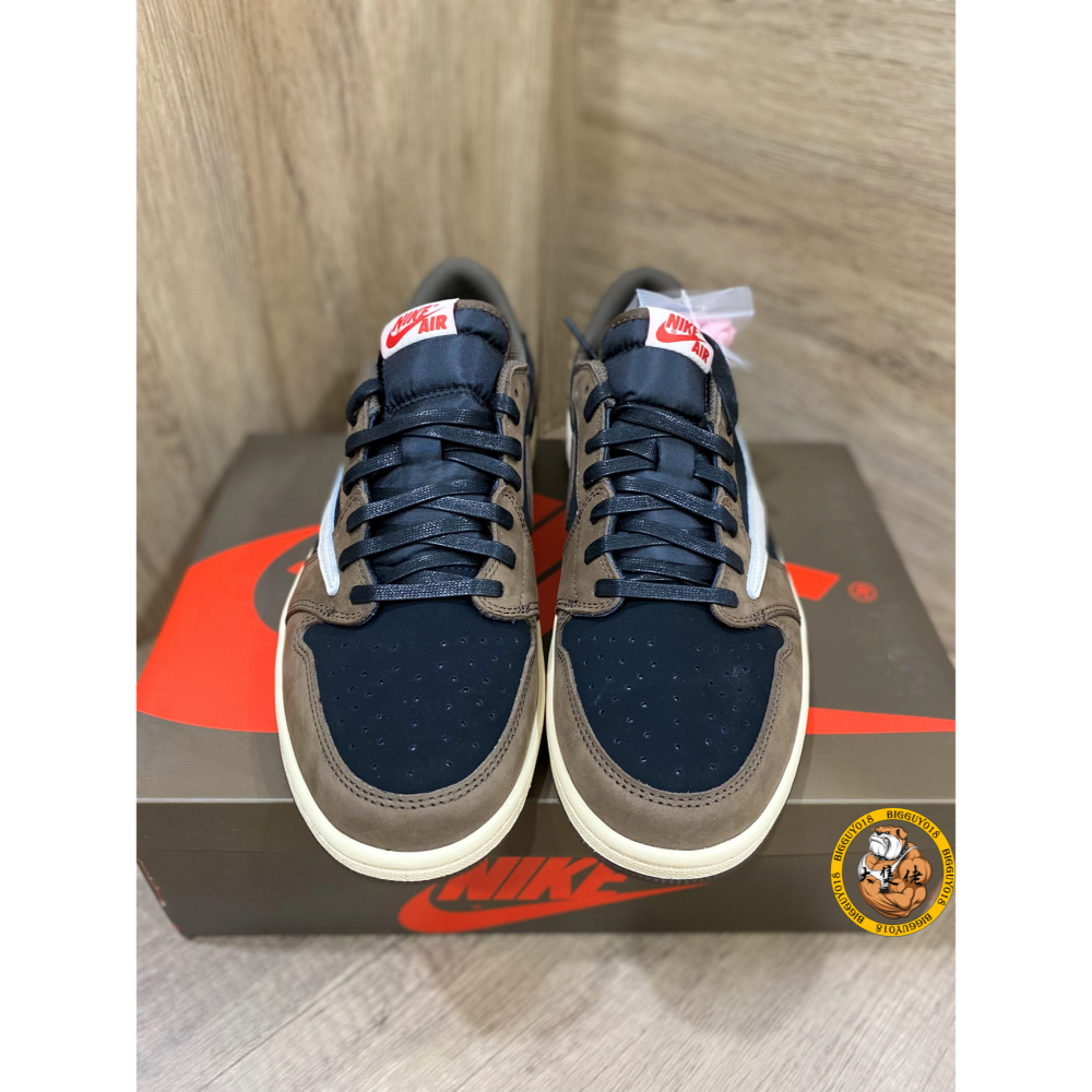 【大隻佬】AIR JORDAN 1 LOW x Travis Scott 深咖 倒勾 麂皮 聯名 CQ4277-001-細節圖2