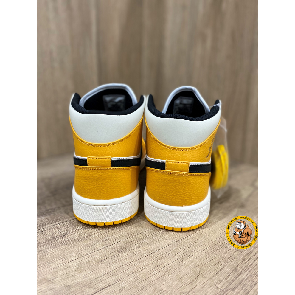 【大隻佬】Air Jordan 1 Mid 白黃 紫金 AJ1 湖人配色 LeBron 荔枝皮 852542-700-細節圖5