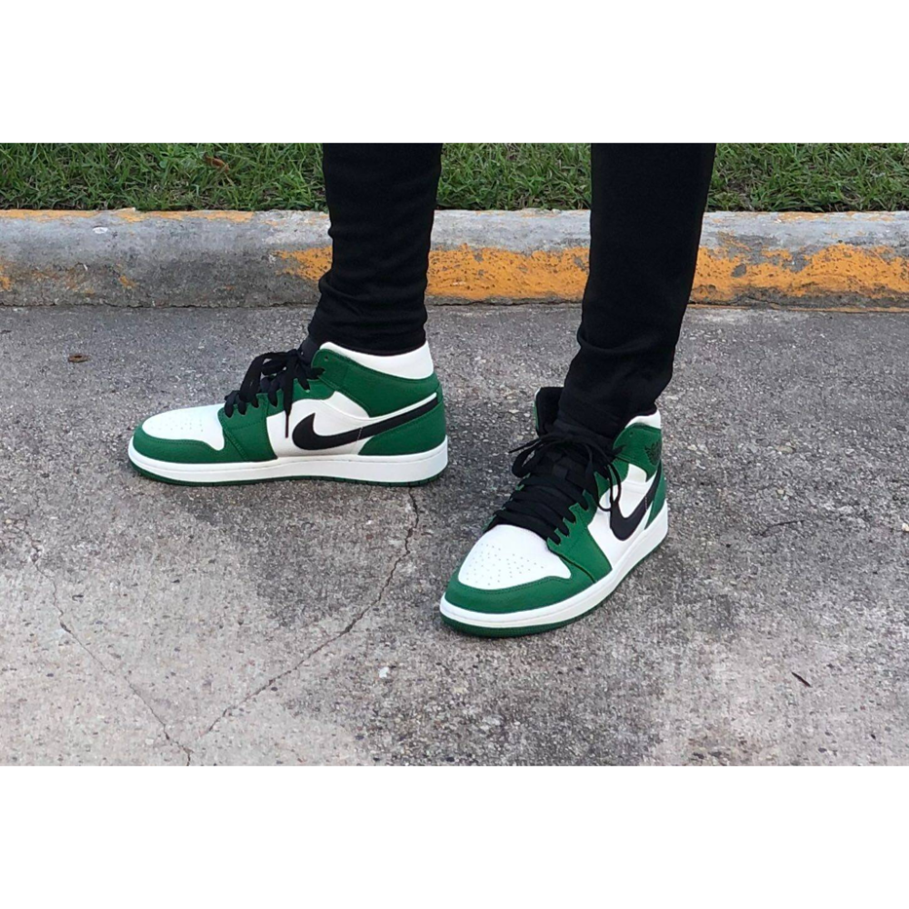 【大隻佬】Air Jordan 1 Mid AJ1 白綠 海尼根 綠腳趾 凱爾特人 男女 852542-301-細節圖8