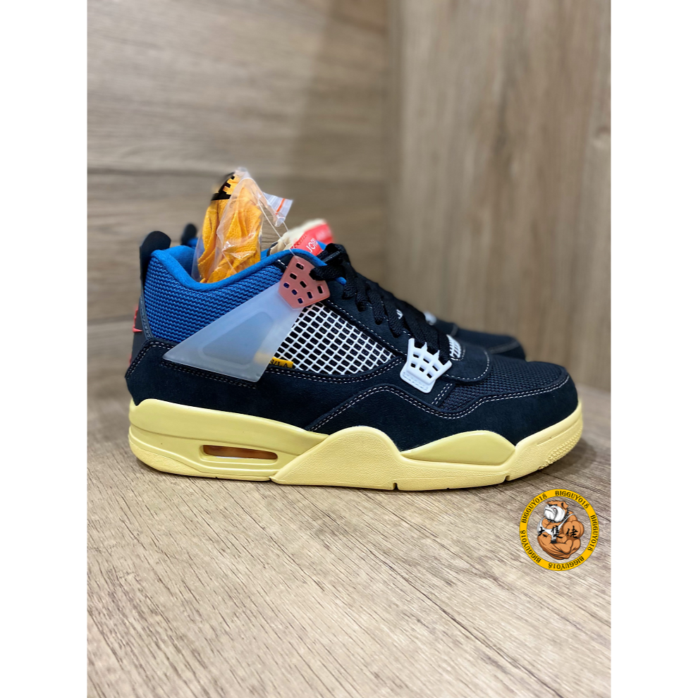 【大隻佬】Air Jordan 4 x UNION 黑藍 聯名 騎士 南海岸 AJ4 麂皮 dc9533-001-細節圖4