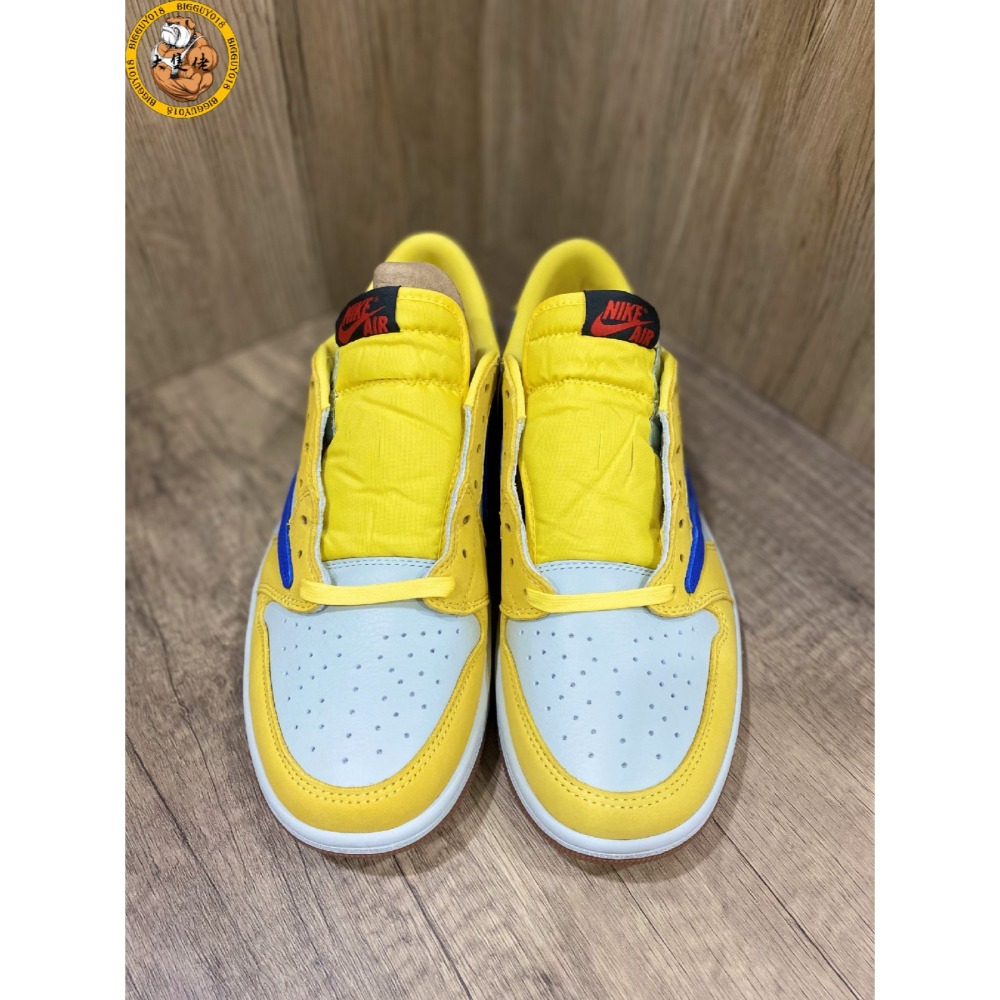 【大隻佬】AIR JORDAN 1 x Travis Scott Canary 黃藍 倒勾 DZ4137-700-細節圖2