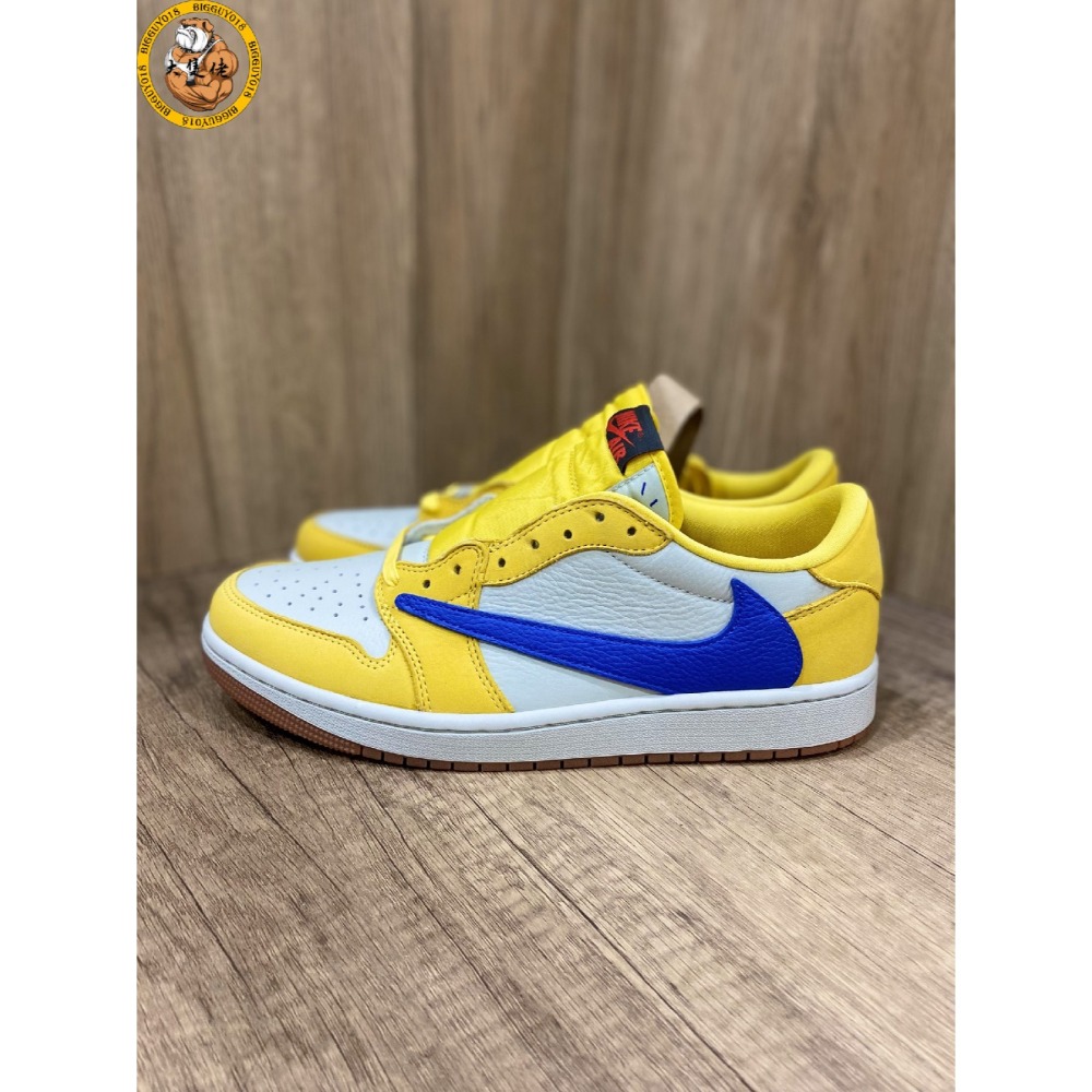 【大隻佬】AIR JORDAN 1 x Travis Scott Canary 黃藍 倒勾 DZ4137-700-細節圖3