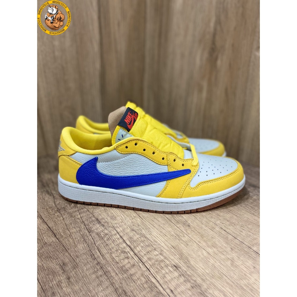 【大隻佬】AIR JORDAN 1 x Travis Scott Canary 黃藍 倒勾 DZ4137-700-細節圖4