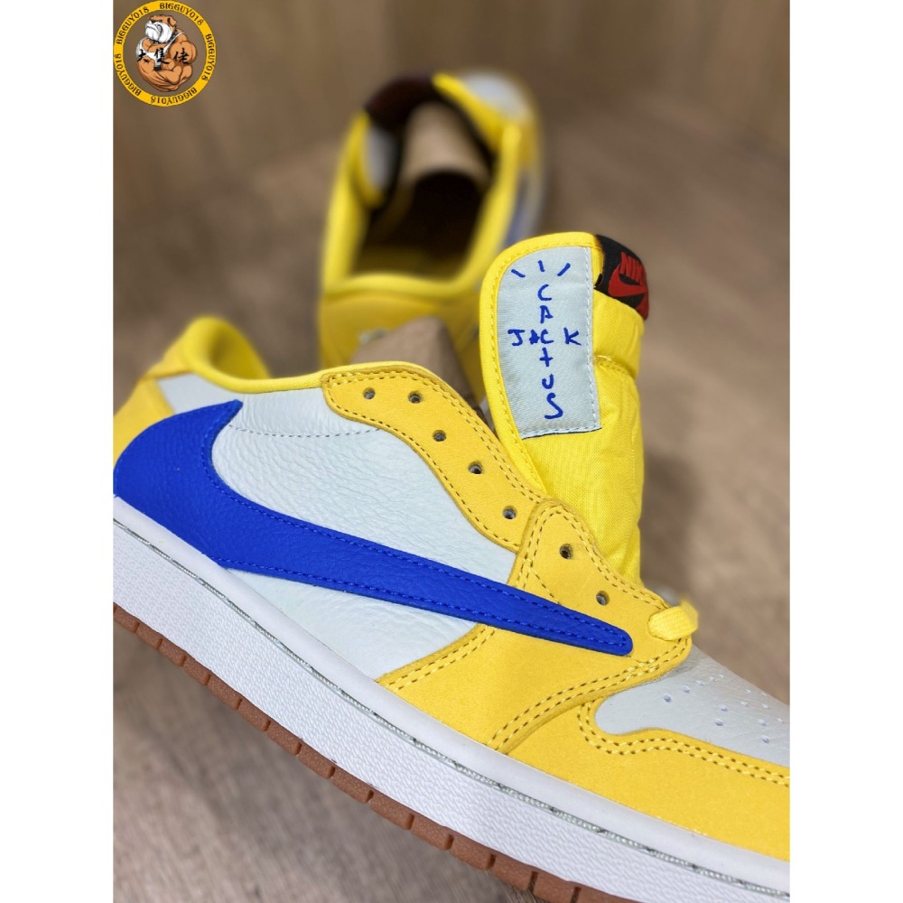 【大隻佬】AIR JORDAN 1 x Travis Scott Canary 黃藍 倒勾 DZ4137-700-細節圖6