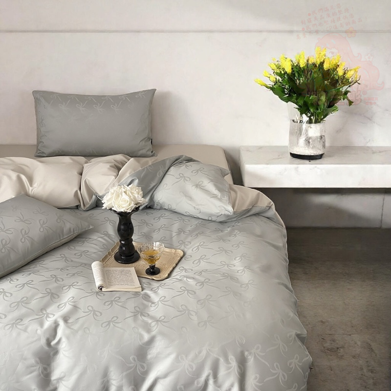 時尚100支高支數長絨棉貢緞蝴蝶結緹花床單枕套被套組-規格圖9