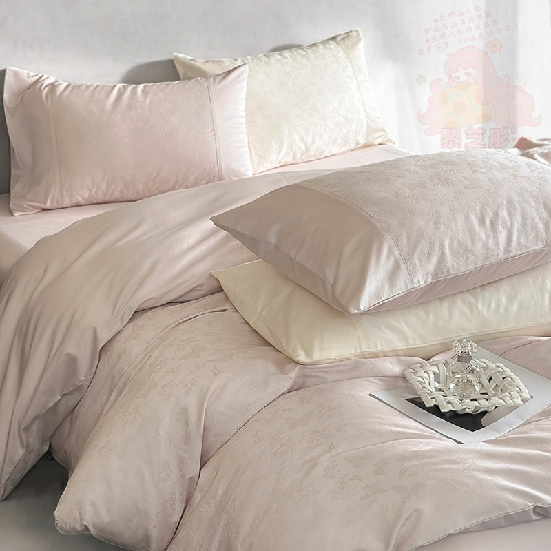 浪漫清新溫柔婉約高奢床單枕套被套床罩貢緞 4 件組-細節圖3