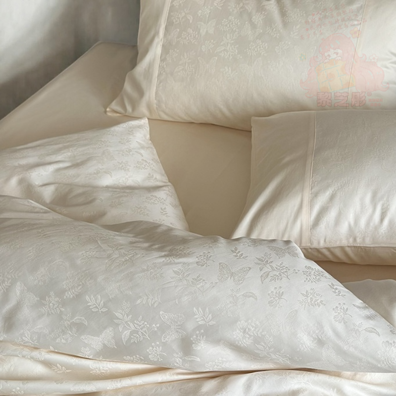 浪漫清新溫柔婉約高奢床單枕套被套床罩貢緞 4 件組-細節圖4