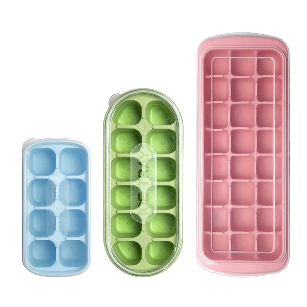 【矽膠附蓋製冰盒】矽膠冰塊盒 硅膠冰塊盒 製冰 冰塊盒 製冰盒 附蓋好衛生 自製冰塊 模具 按壓式製冰盒【LD879】-細節圖2
