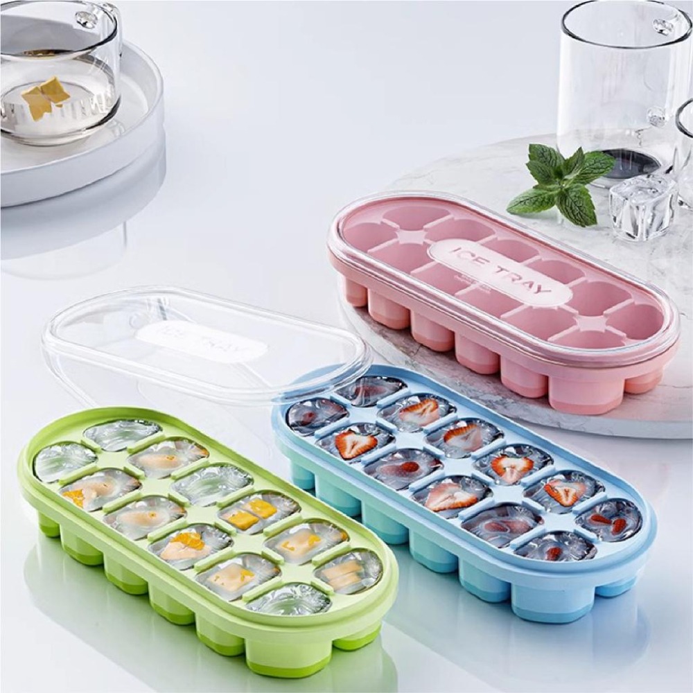 【矽膠附蓋製冰盒】矽膠冰塊盒 硅膠冰塊盒 製冰 冰塊盒 製冰盒 附蓋好衛生 自製冰塊 模具 按壓式製冰盒【LD879】-細節圖6