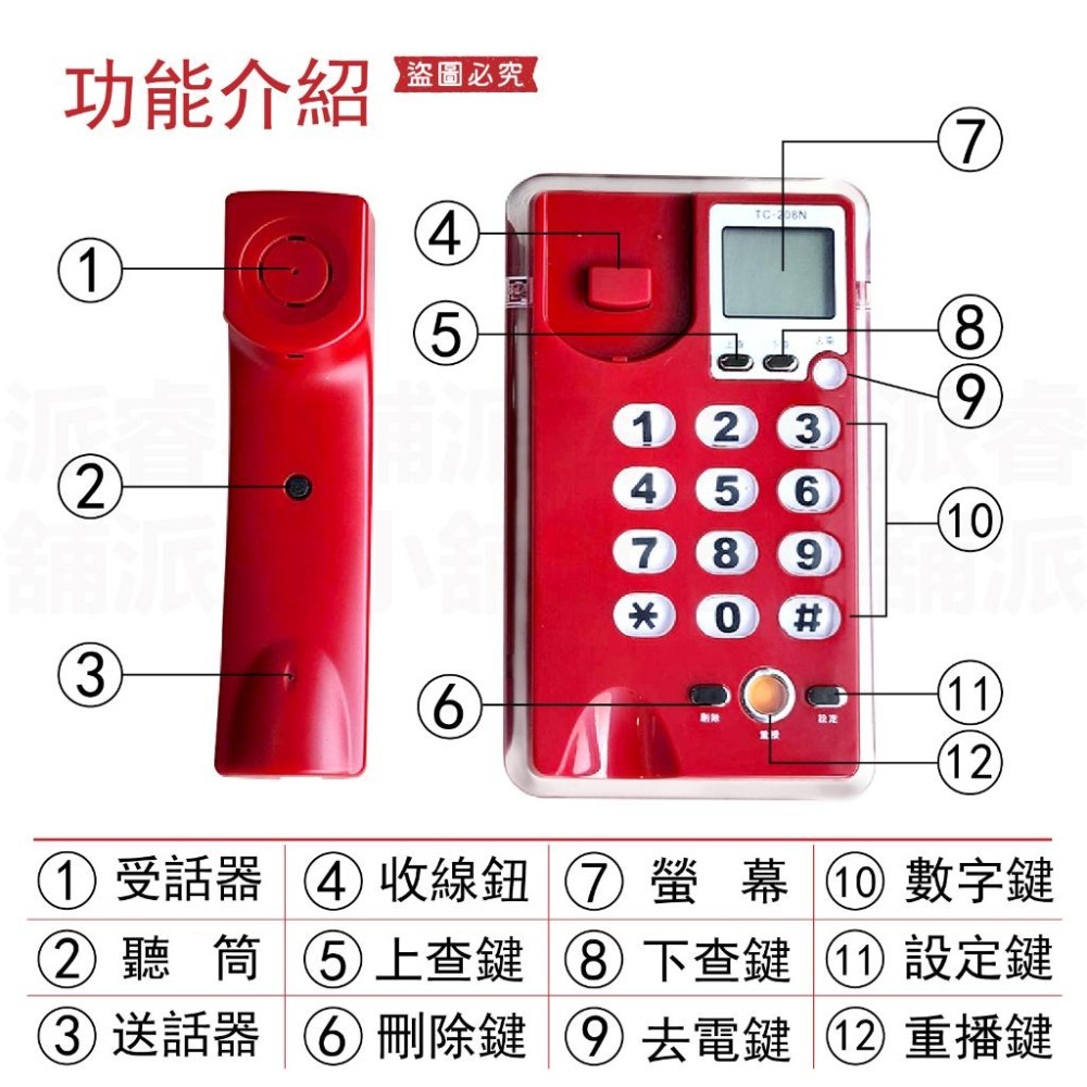 【羅密歐 桌放壁掛有線電話】電話 來電顯示 有線電話 座機 固定電話 室內電話 可壁掛 來電藍光 電話機【LD866】-細節圖7