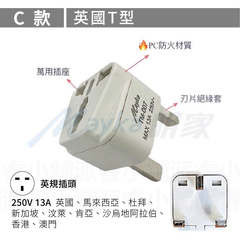 【Mayka 旅行萬用轉接頭】萬用插座 國外旅行用轉接器  萬國轉接頭 轉接頭  出國旅遊 多國插頭轉接頭【LD837】-規格圖8
