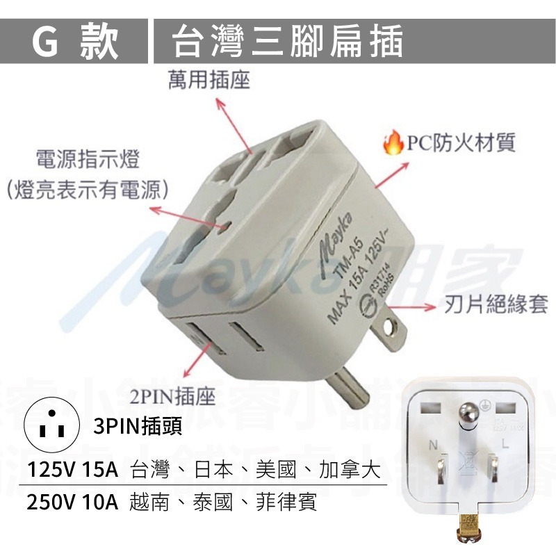 【Mayka 旅行萬用轉接頭】萬用插座 國外旅行用轉接器  萬國轉接頭 轉接頭  出國旅遊 多國插頭轉接頭【LD837】-規格圖8