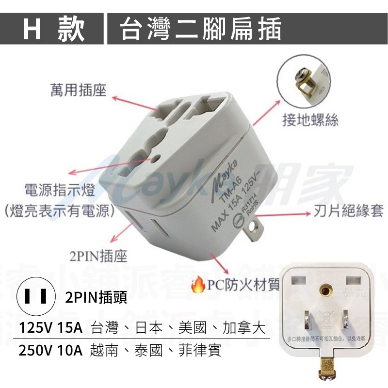 【Mayka 旅行萬用轉接頭】萬用插座 國外旅行用轉接器  萬國轉接頭 轉接頭  出國旅遊 多國插頭轉接頭【LD837】-規格圖8