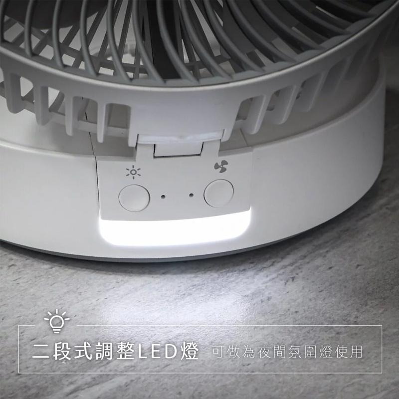 【KINYO 7吋摺疊桌掛三用扇】摺疊扇 桌扇 掛扇 USB扇 充電 LED氛圍燈 無線風扇 風扇 電風扇【LD824】-細節圖7