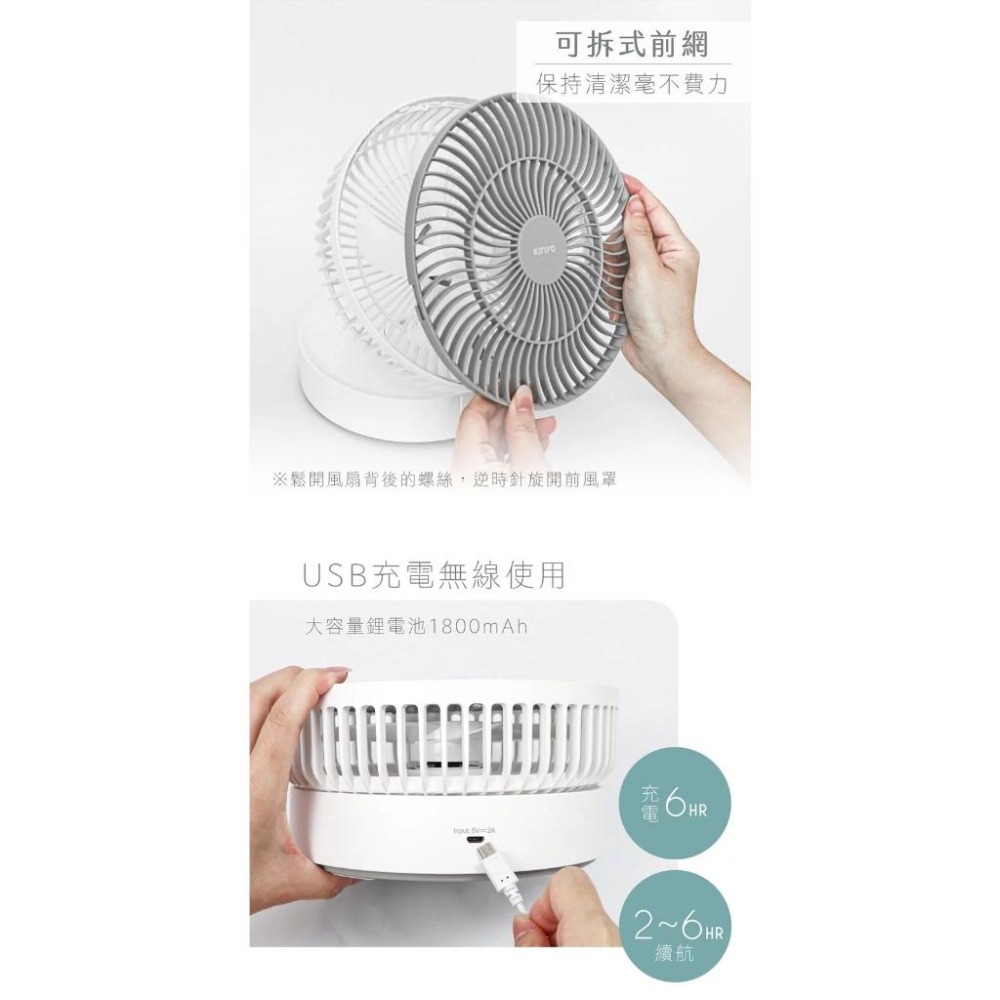 【KINYO 7吋摺疊桌掛三用扇】摺疊扇 桌扇 掛扇 USB扇 充電 LED氛圍燈 無線風扇 風扇 電風扇【LD824】-細節圖9