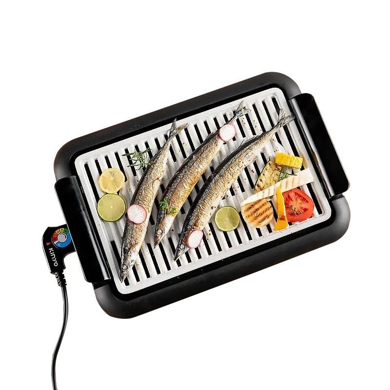 【KINYO 麥飯石電烤盤】五段火力 最高溫170°C 雙重食品級認證 油切孔槽 電烤盤 麥飯石不沾塗層【LD715】-細節圖2