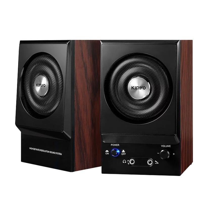 【KINYO 二件式木質立體擴大音箱】兩件式喇叭 音響 電腦有線喇叭 木質旋鈕喇叭 音箱 喇叭 多媒體音箱【LD744】-細節圖2