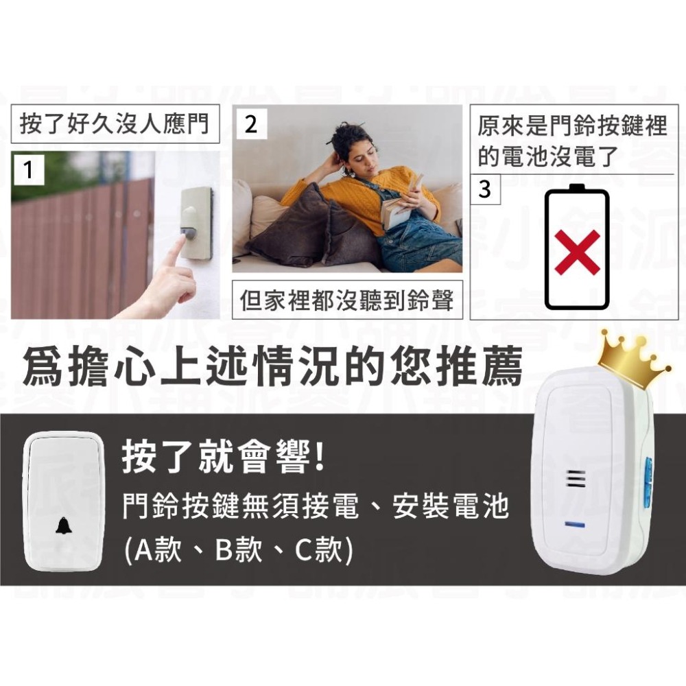 【無線數位門鈴】看護門鈴 居家照護 多種規格 插電式 電池式 門鈴 呼叫器 免安裝無需牽線 無線門鈴【LD713】-細節圖5